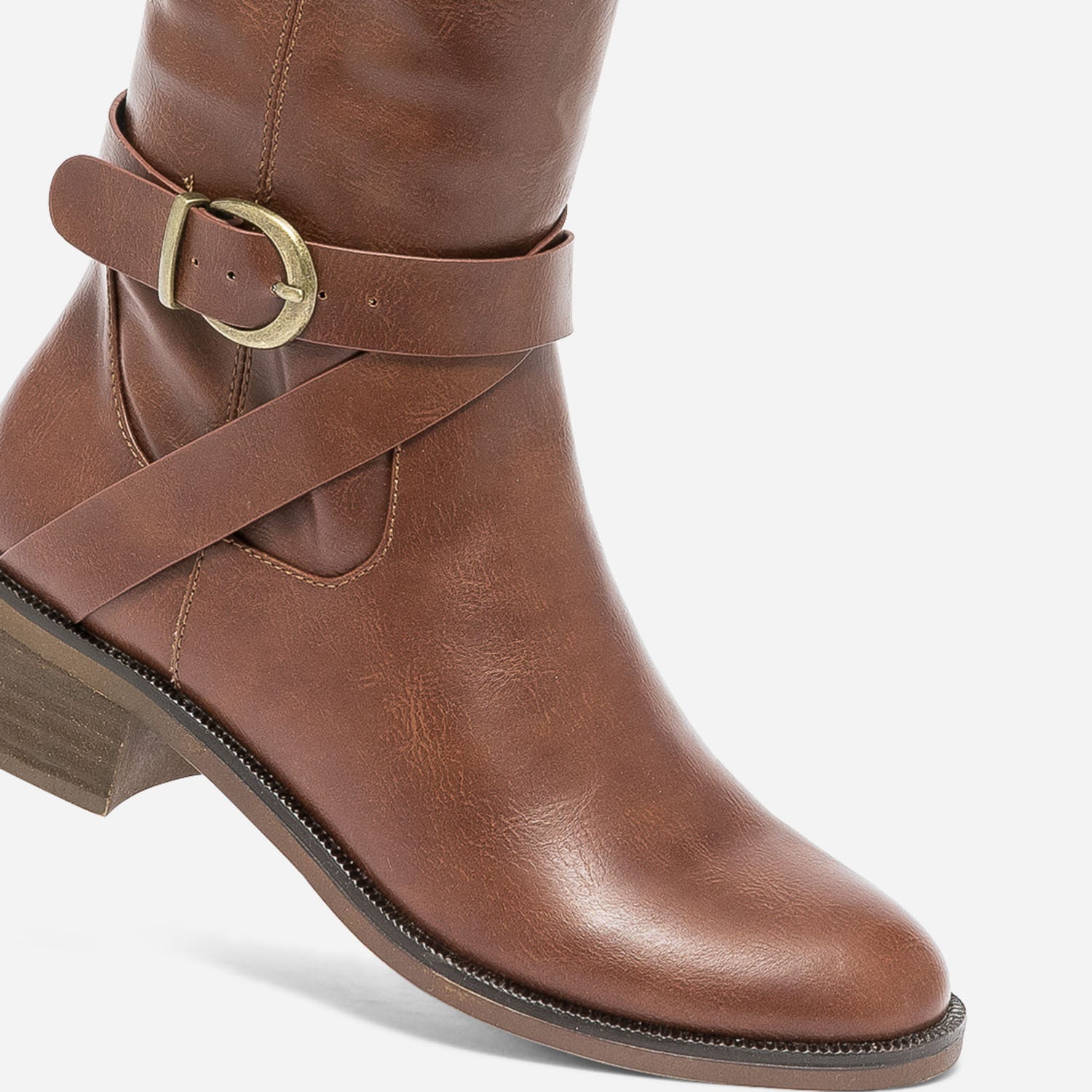 Botte cognac à brides croisées