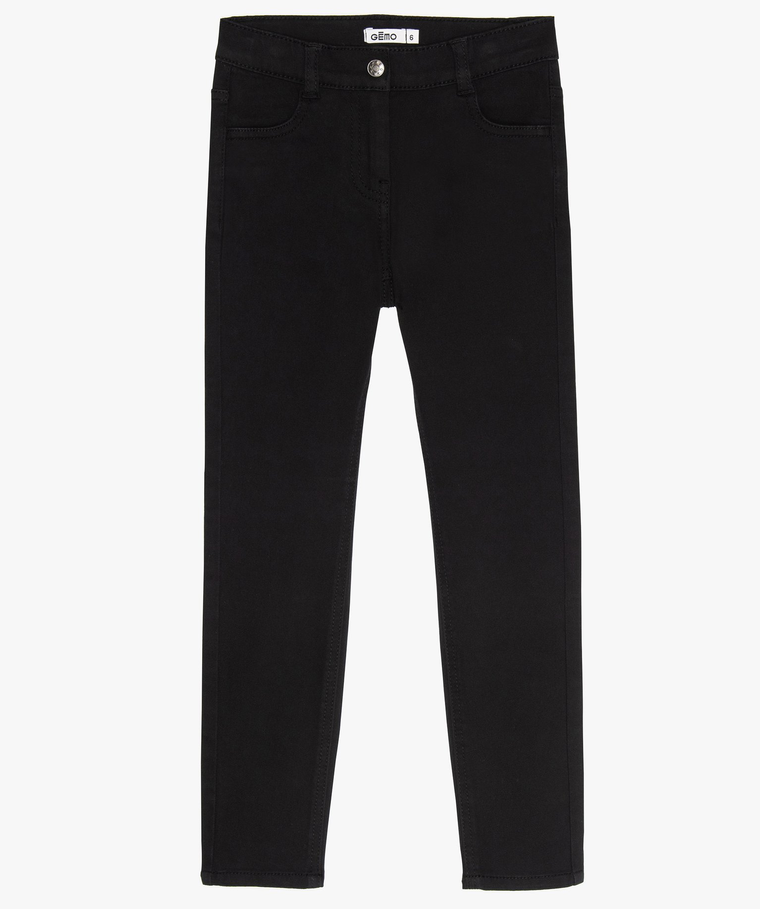 Pantalon stretch coupe Slim uni fille noir | GEMO