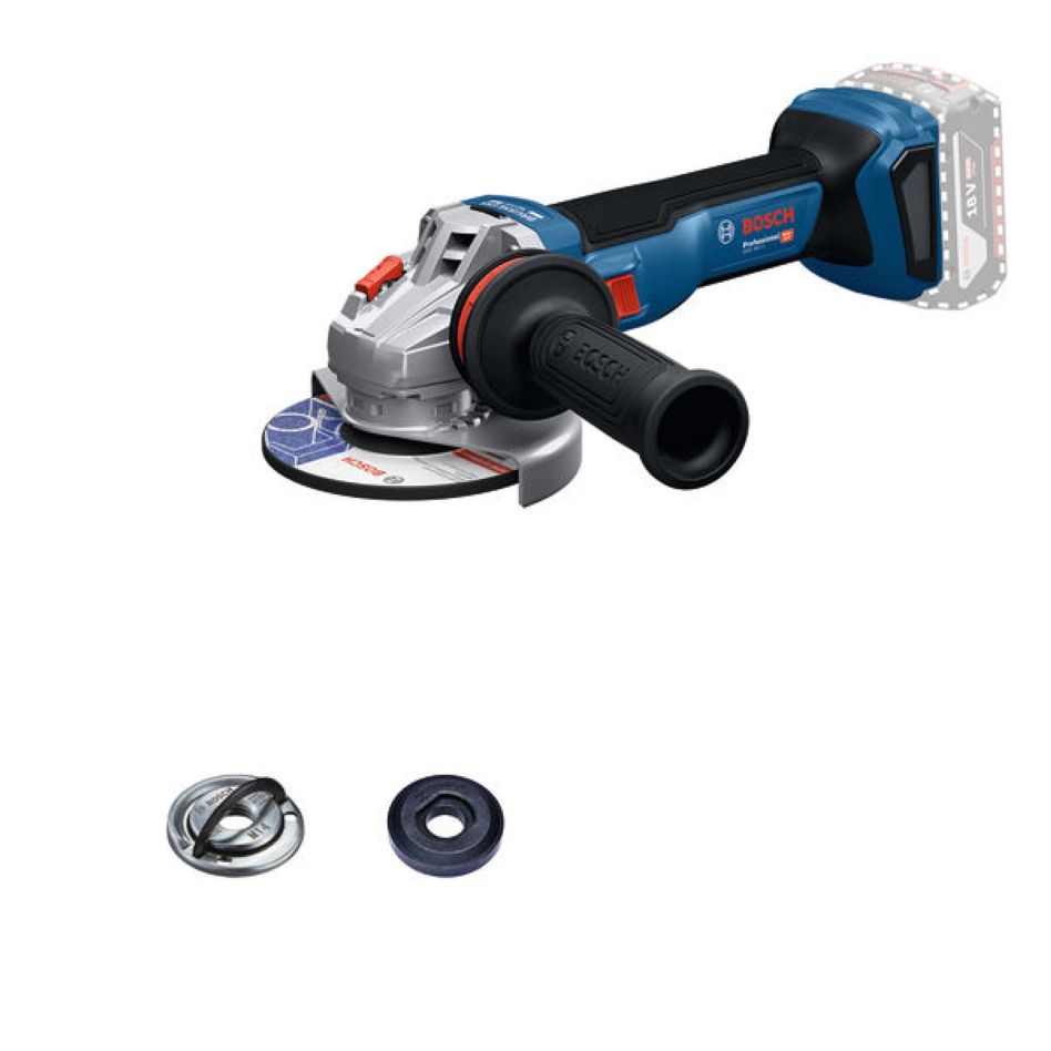 Bosch Blue 06019N4100 GWS 18V-11 akumuliatorinis kampinis šlifuoklis, komplektas, 125 mm, be akumuliatorių ir įkroviklio