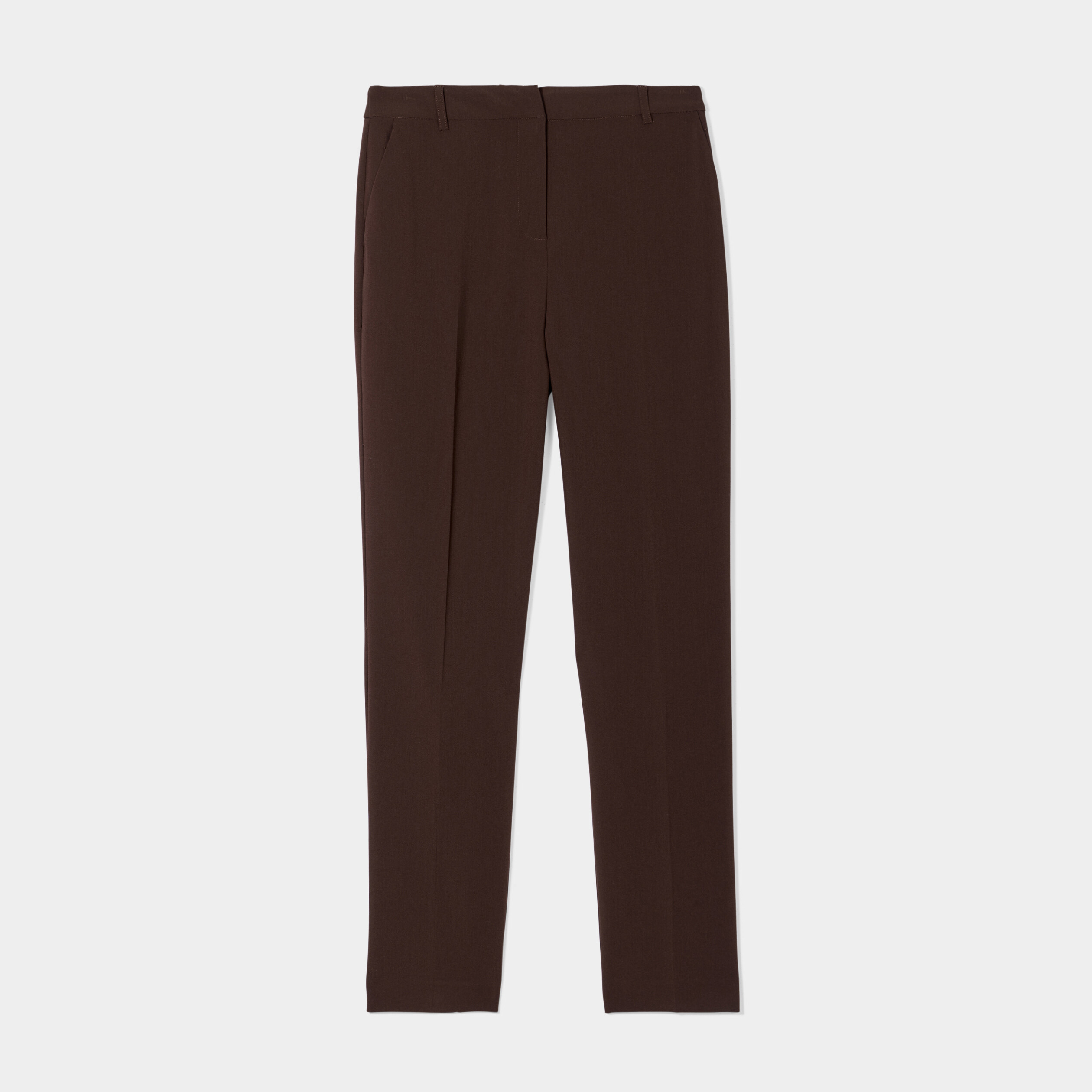 Pantalon city droit à pinces marron foncé femme | La Halle