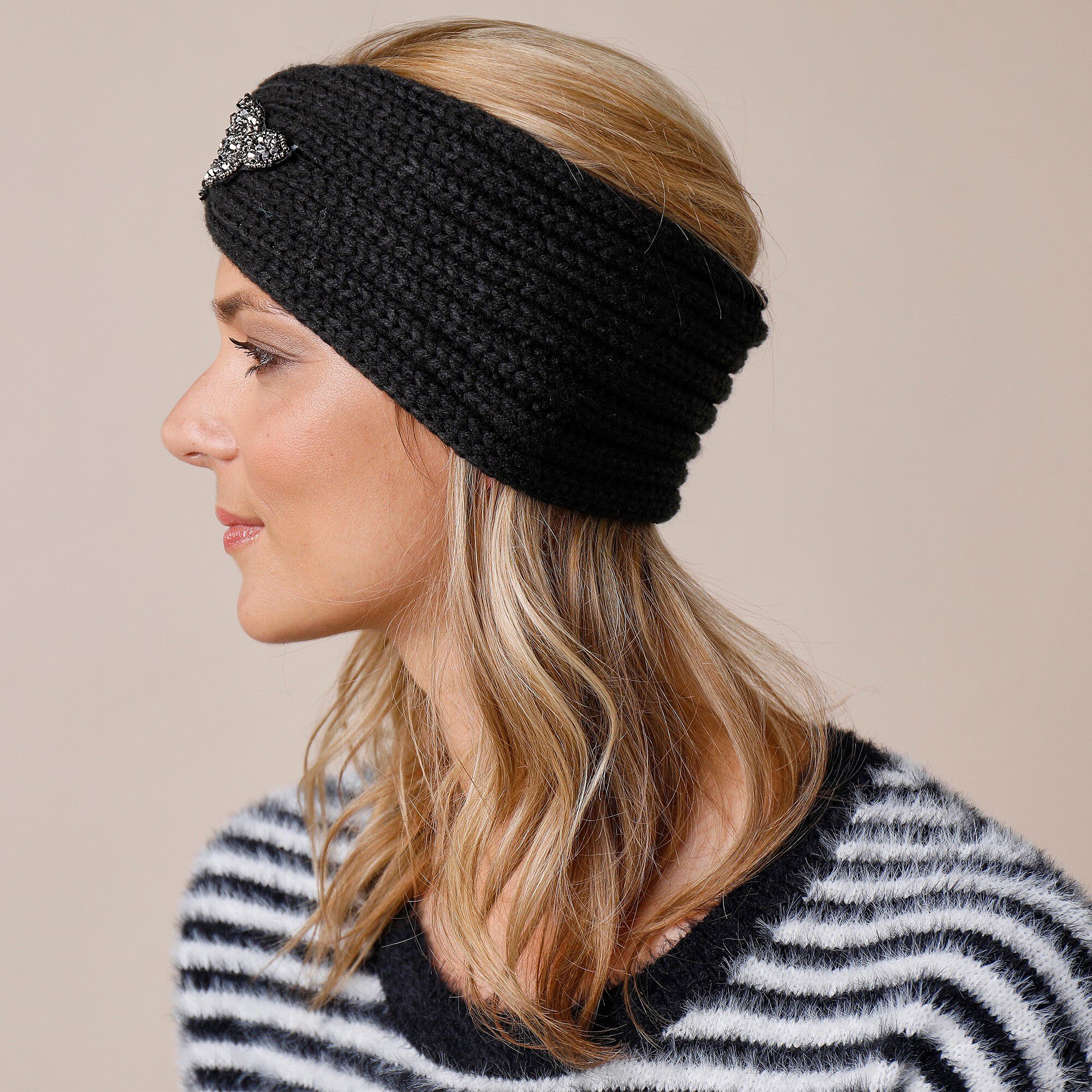 Headband en maille avec bijou