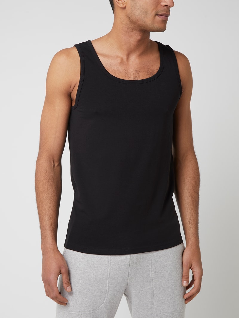 Tanktop mit Stretch-Anteil im 2er-Pack in schwarz