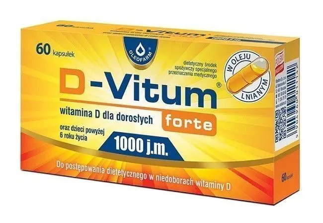 D-Vitum forte 1000 TV, Vitaminas D suaugusiems, Kapsulės
