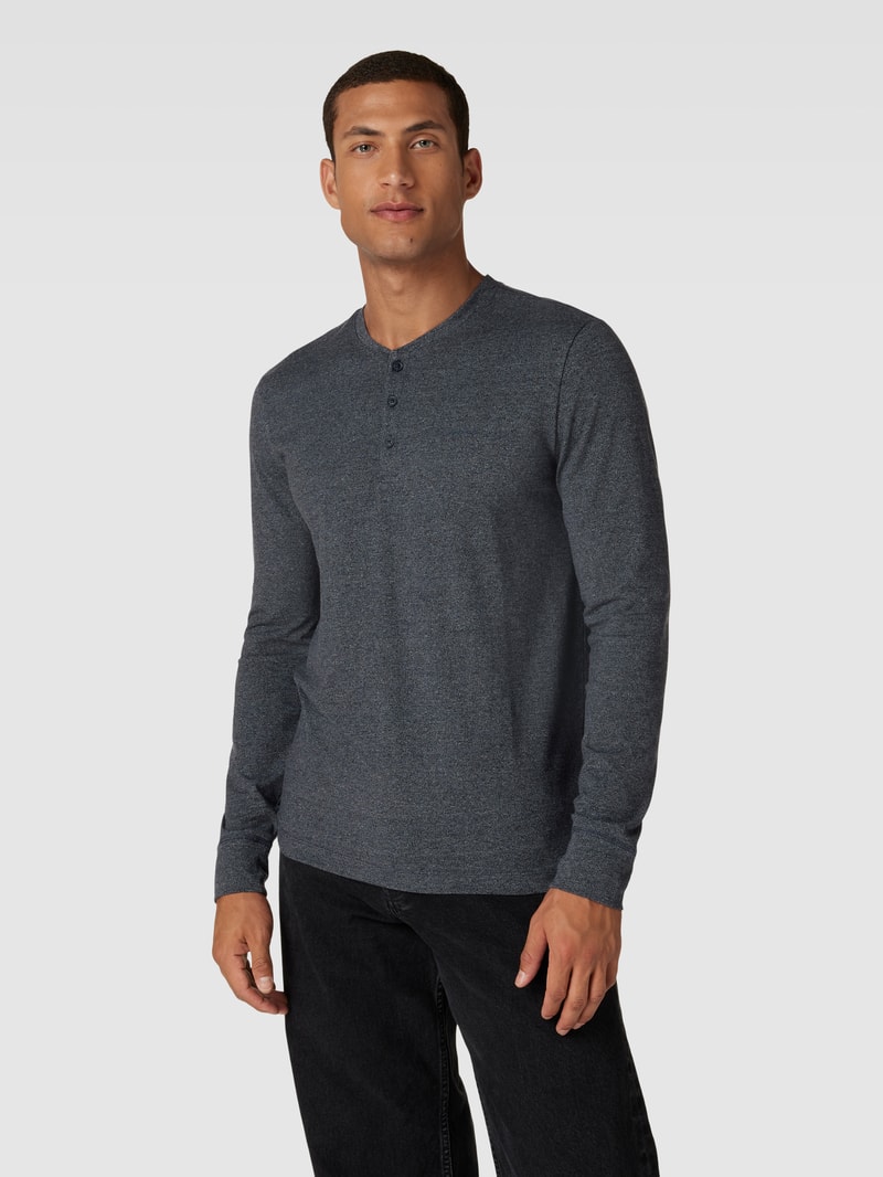 Longsleeve mit kurzer Knopfleiste und Label-Detail in marineblau