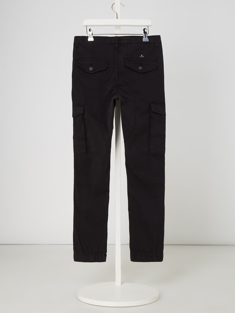 Slim Fit Cargohose mit Stretch-Anteil Modell 'Paul' in schwarz