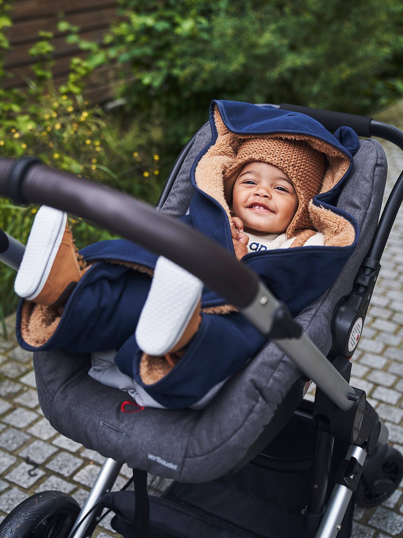 Vertbaudet Baby Sweat-Einschlagdecke, Plüschfutter, personalisierbar - rosa
