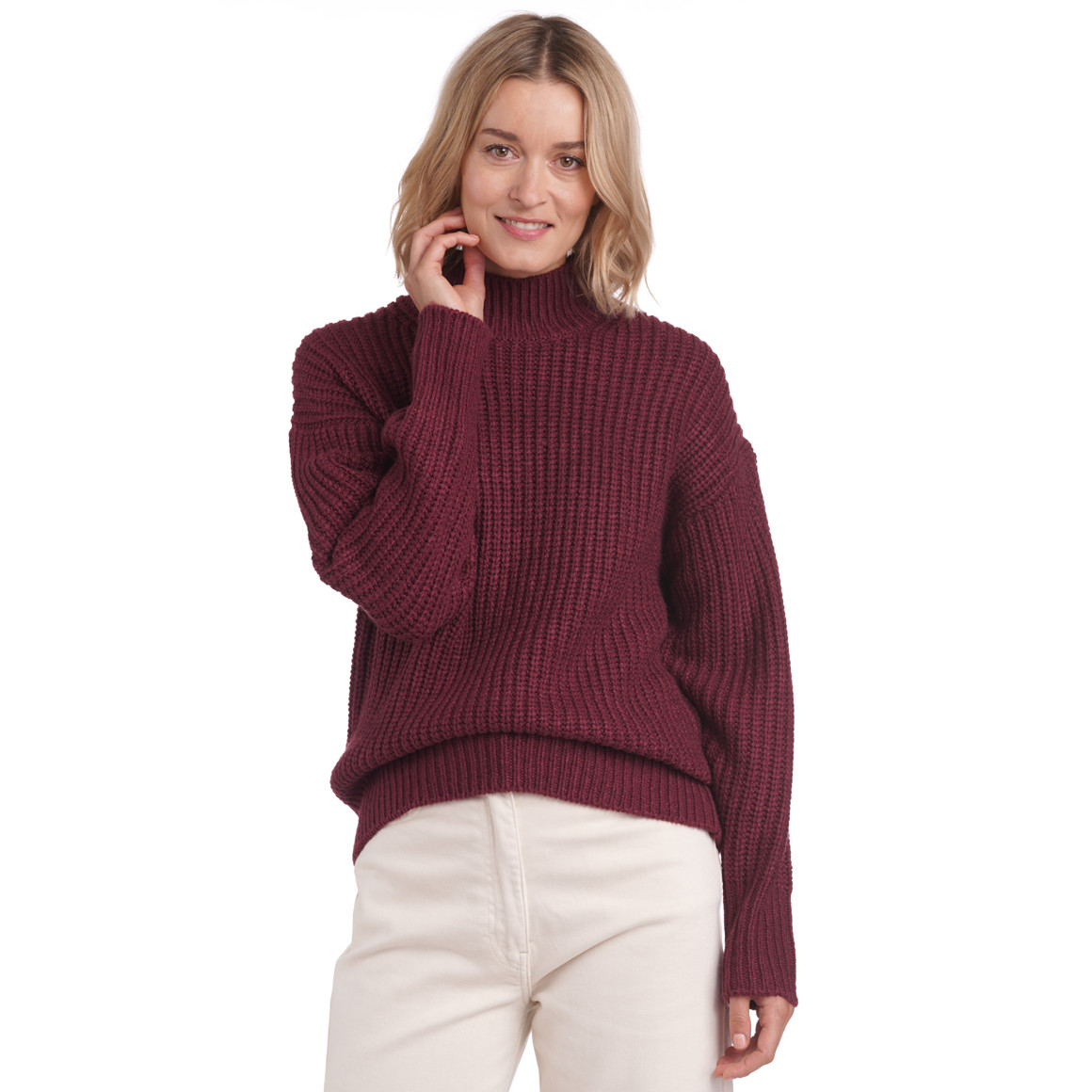 Damen Strickpullover mit Stehkragen