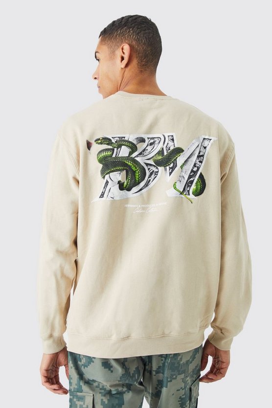 Oversize Sweatshirt mit Schlagenprint