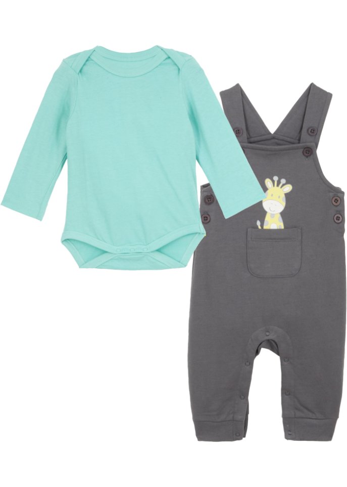 Baby Langarmbody + Sweatlatzhose aus Bio-Baumwolle (2-tlg.Set)