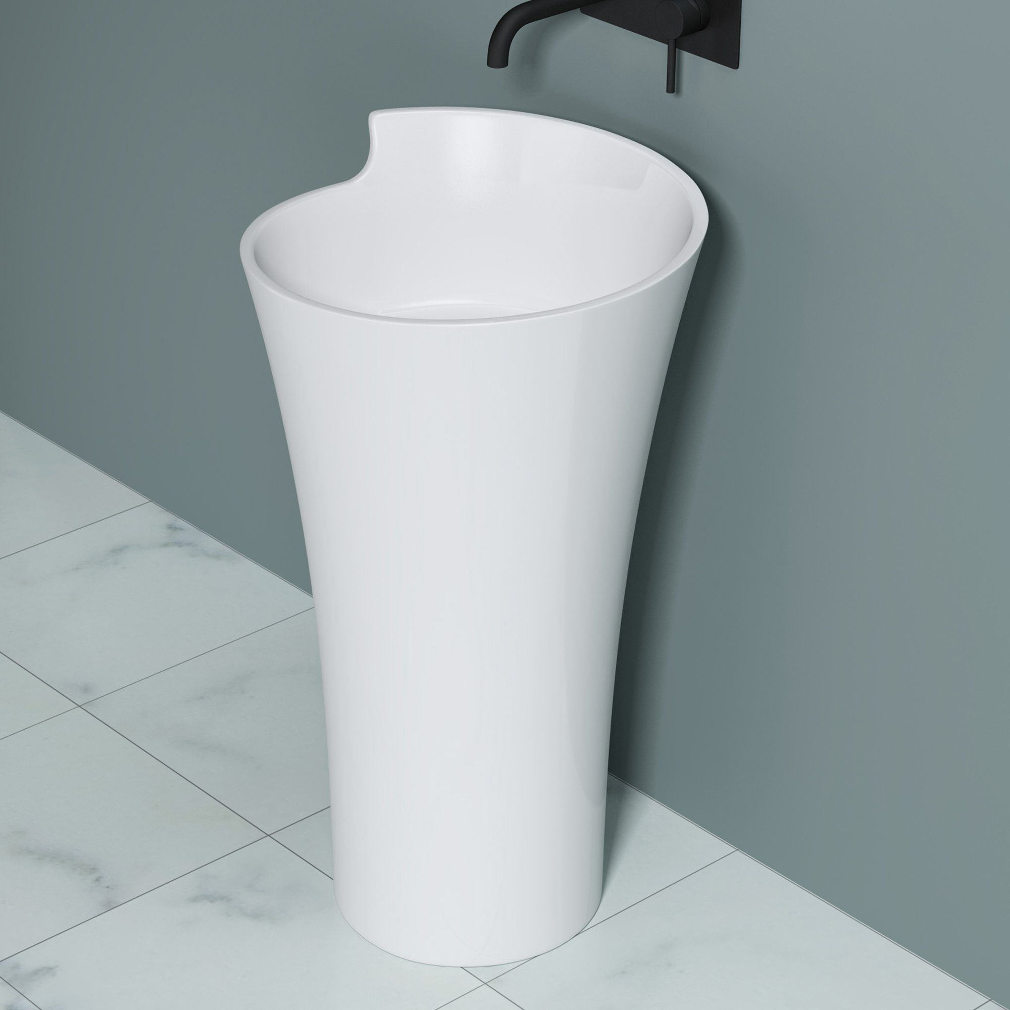 doporro Waschbecken doporro Design Standwaschbecken DxH 52,3x90 cm Colossum30 aus Gussmarmor Waschtisch Waschplatz Standsäule