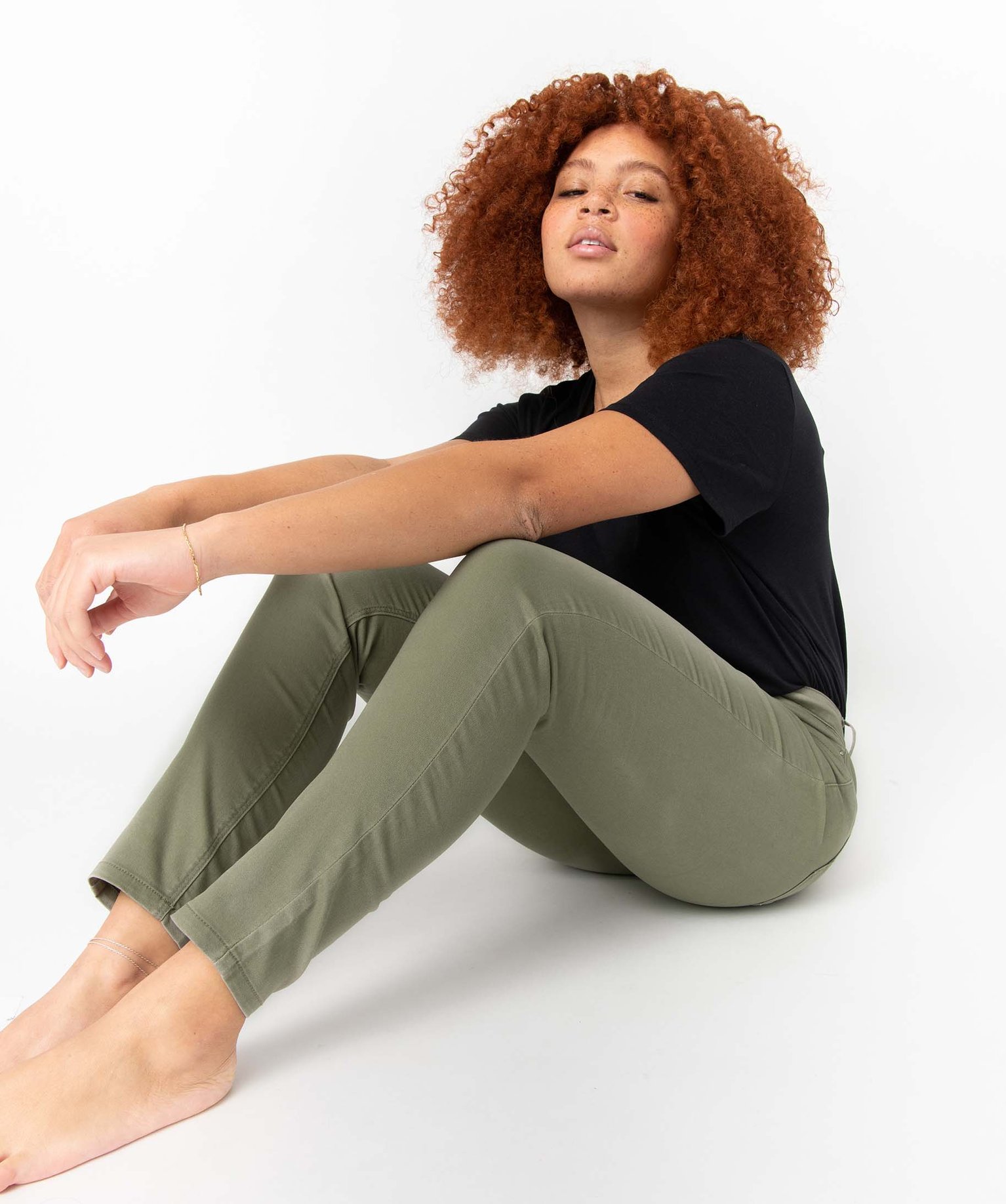 Pantalon femme coupe Slim taille normale vert clair | GEMO
