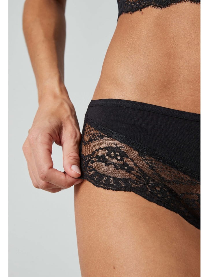 SNOCKS Hipster mit Spitze aus Bio-Baumwolle 3 Stück in Schwarz günstig kaufen