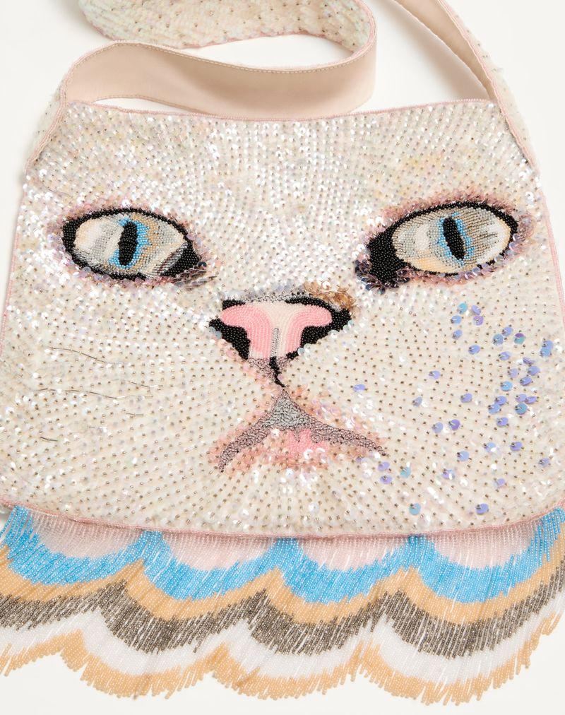 Valentino Garavani Le Chat De La Maison Broderet skuldertaske med frynser