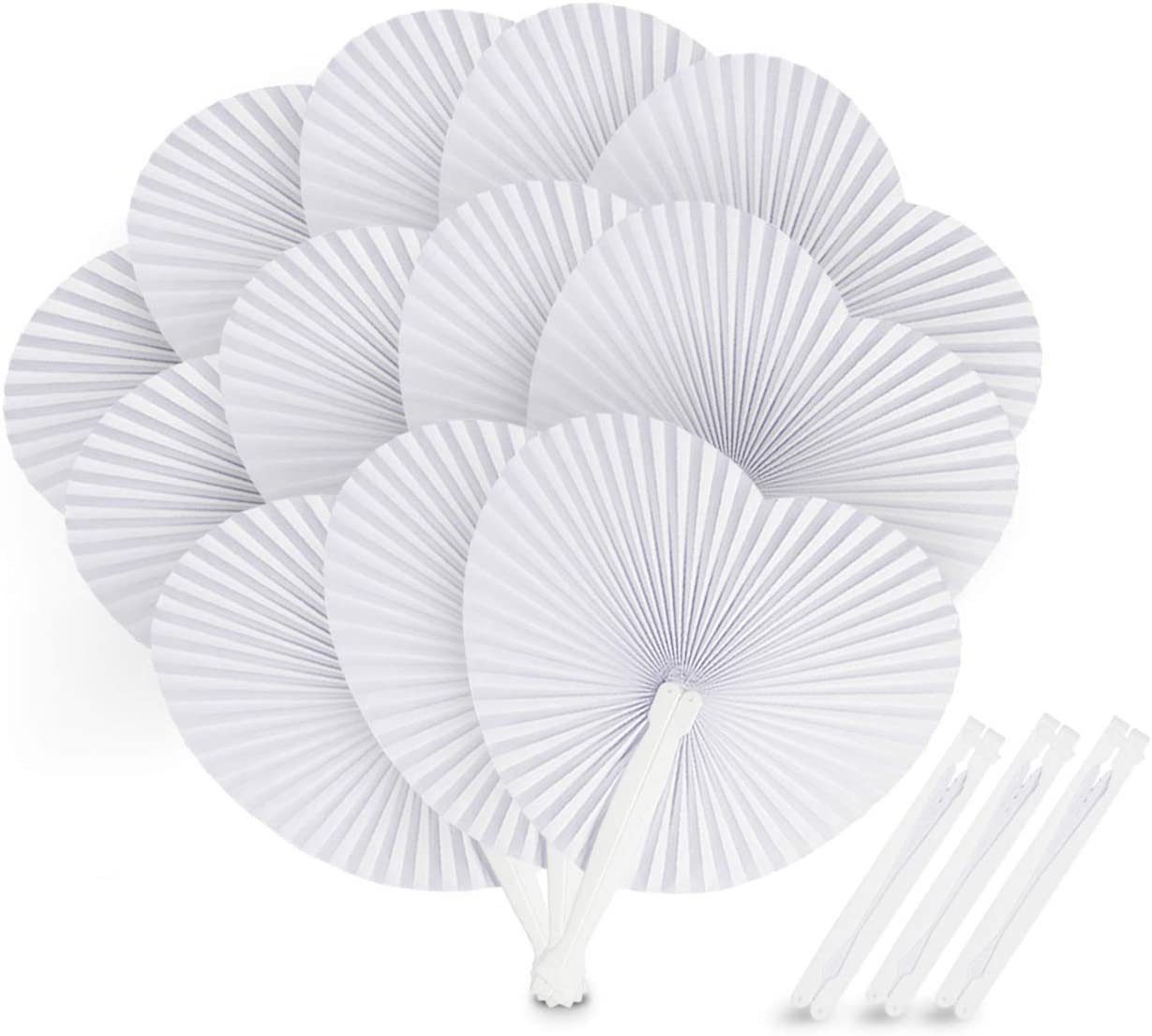 JedBesetzt Handfächer Fächer Hochzeit Papierfächer Herzförmiges Weiß Papierfächer Faltbar, (Satz, 24 * Liebespapierfächer), Sehr praktische und beliebte Geschenke im Sommer.