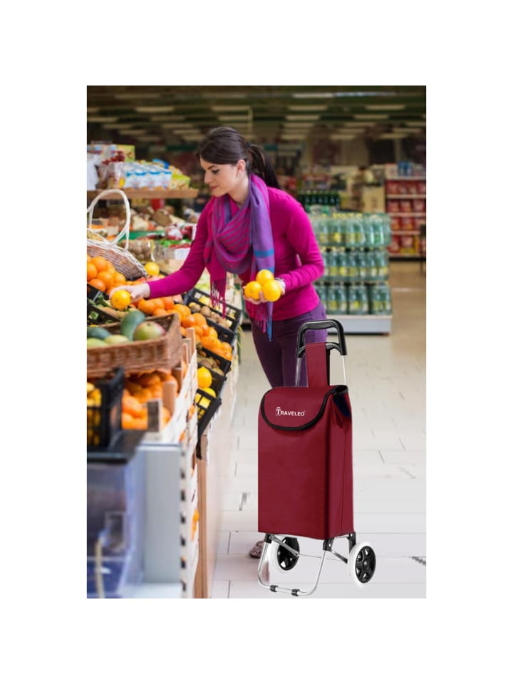 Cheffinger 27L Einkauf Trolley Einkaufswagen in Rot günstig kaufen onesize
