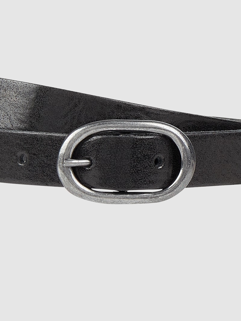 Ledergürtel mit Dornschließe in metallic in schwarz