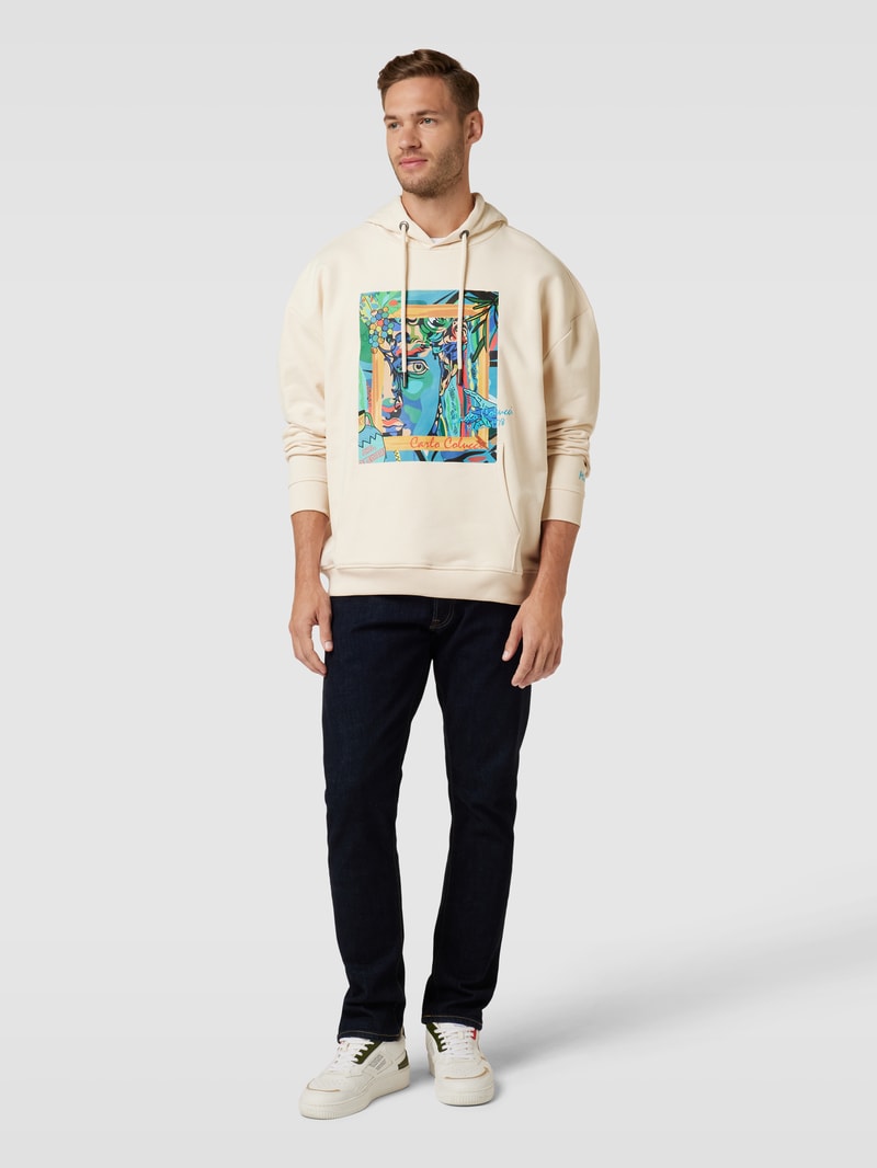 Hoodie mit Motiv-Print in offwhite