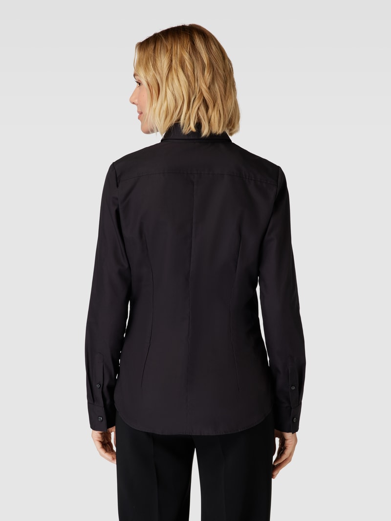 Hemdbluse mit Motiv-Stitching in schwarz