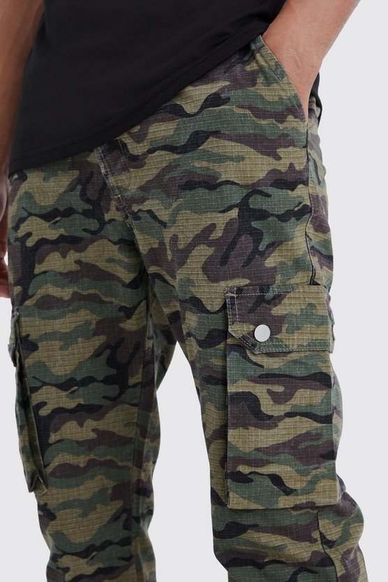Tall Slim-Fit Camouflage Ripstop Cargohose