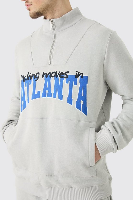 Tall Atlanta Sweatshirt-Trainingsanzug mit 1/4 Reißverschluss und Trichterkragen