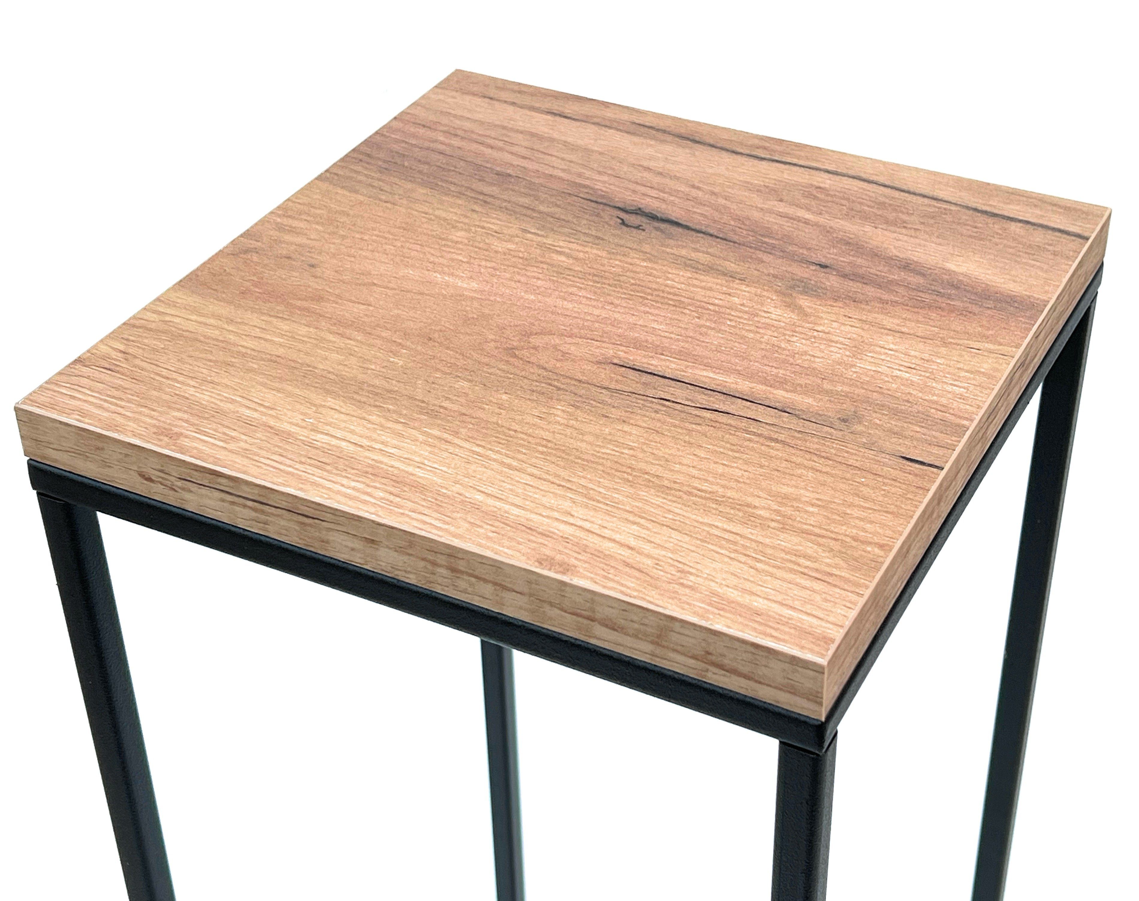 DanDiBo Blumenständer Blumenhocker Metall Holz Schwarz Eckig 70 cm Beistelltisch