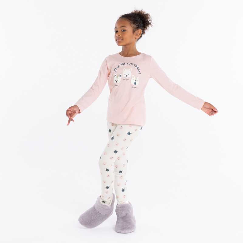Pyjama 2 pièces en jersey rose fille