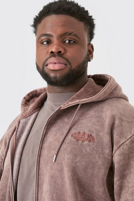 Plus Oversize Man Hoodie mit Reißverschluss
