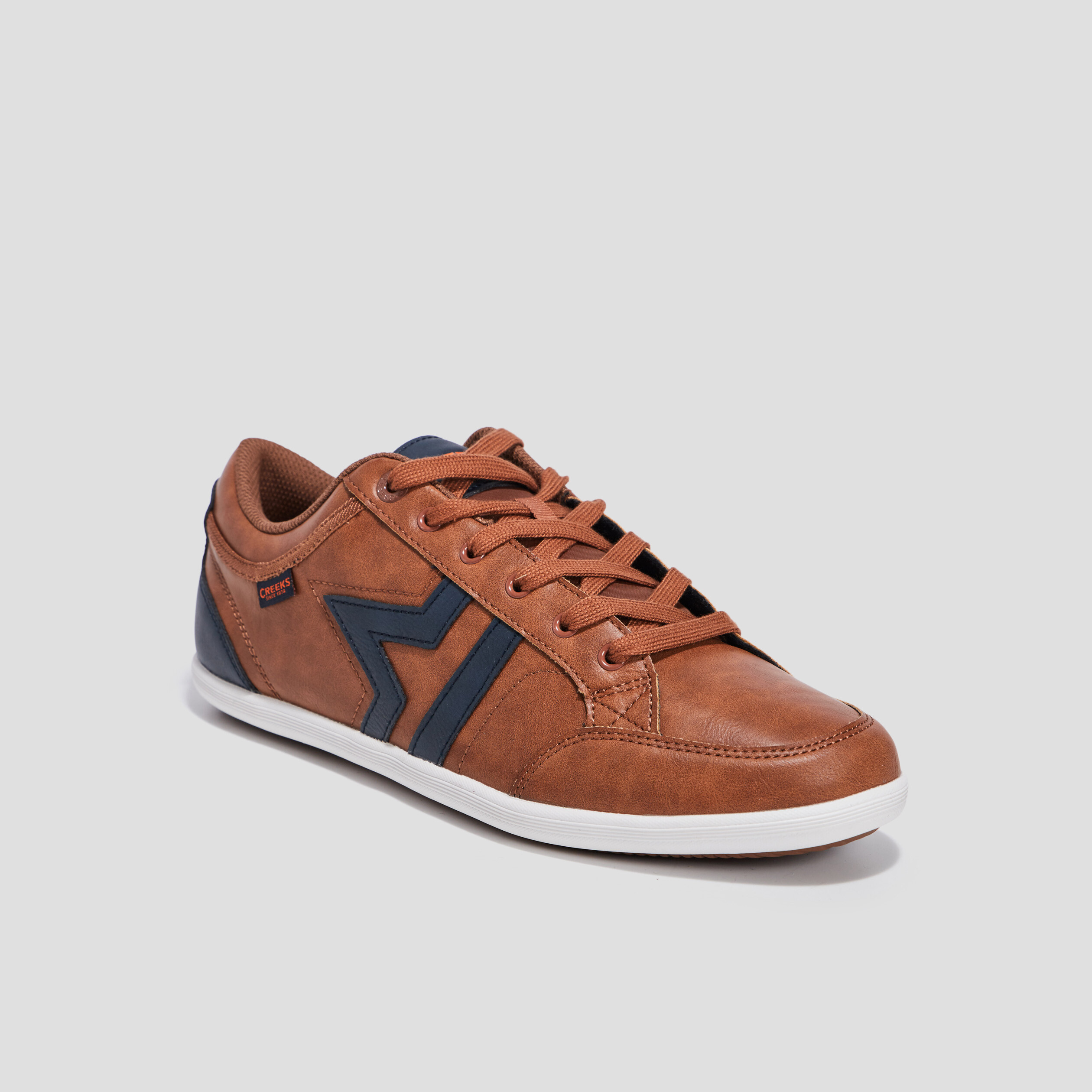 Baskets plates Creeks marron cognac homme | La Halle