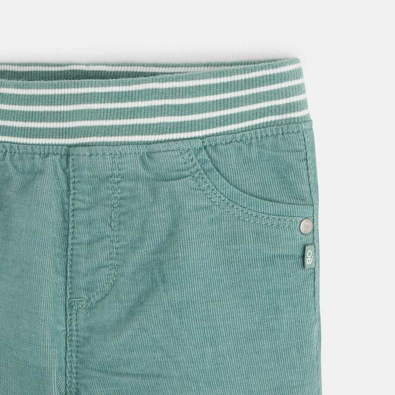 Pantalon velours milleraie taille élastiquée vert bébé garçon