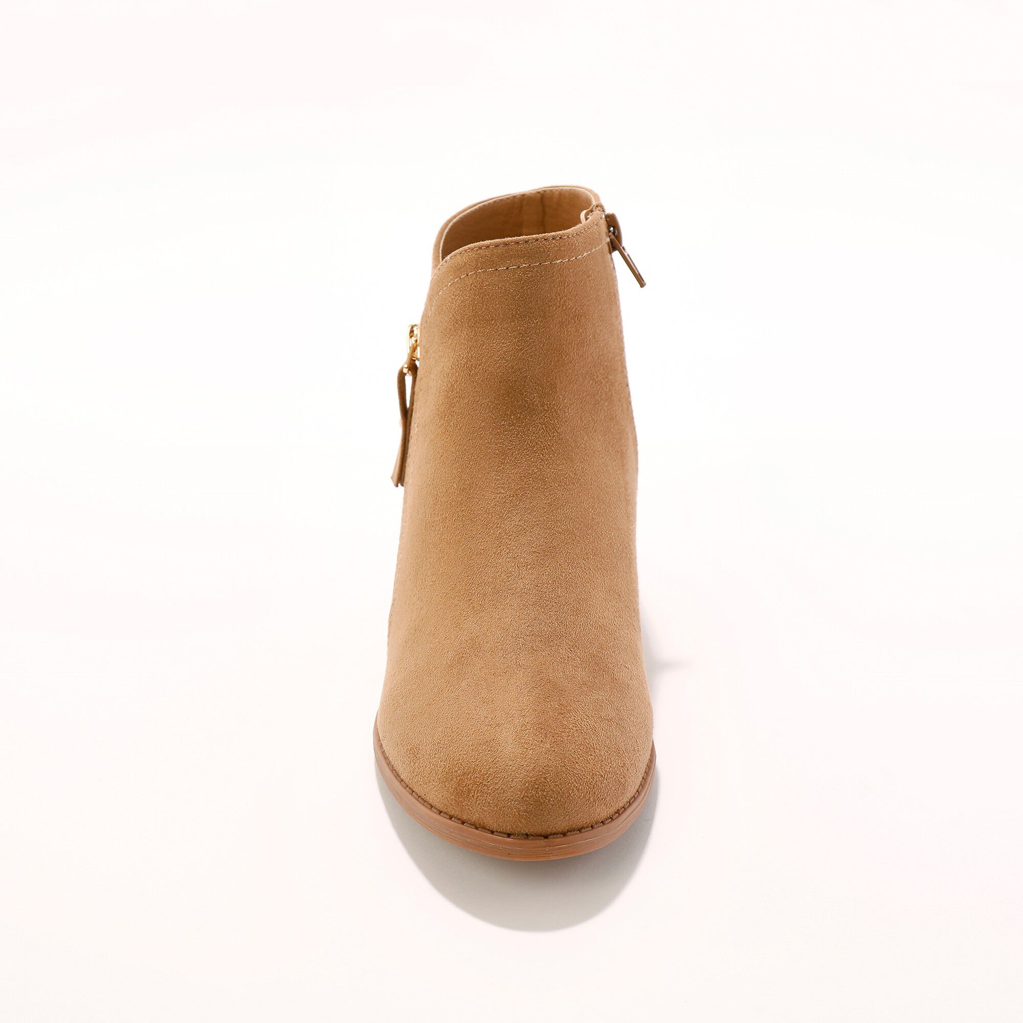 Low-boots zippées à surpiqûres fantaisie effet suédine