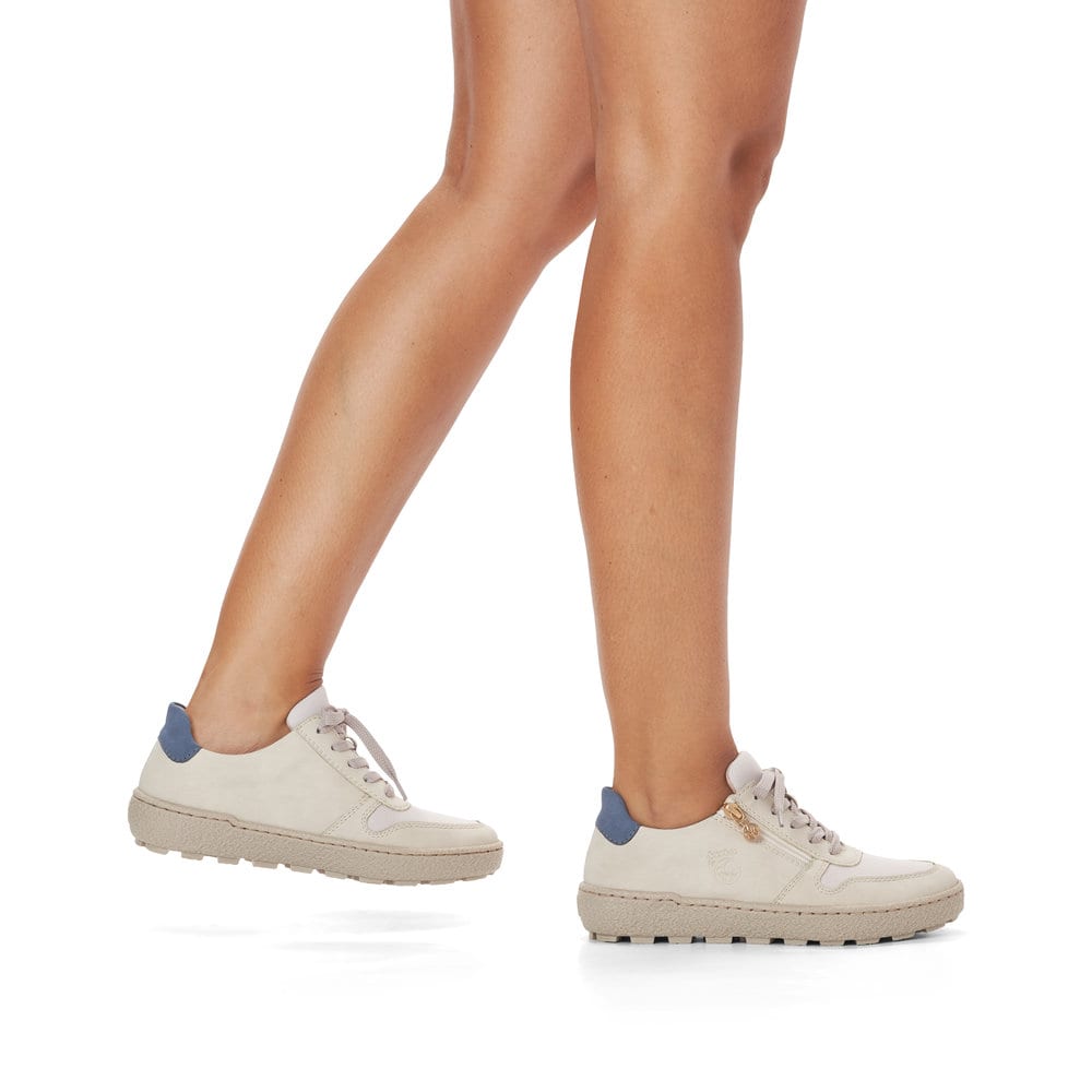 Rieker Damen Sneaker Low cremebeige-königsblau