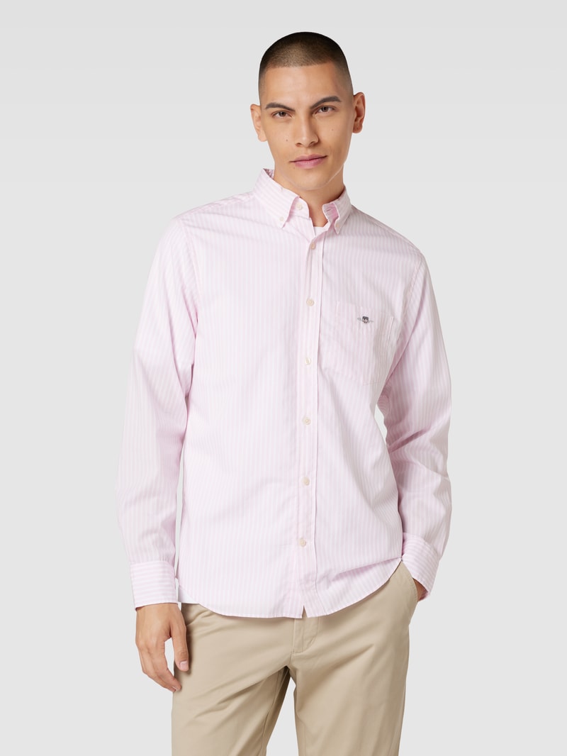 Regular Fit Freizeithemd mit Streifenmuster in rosé