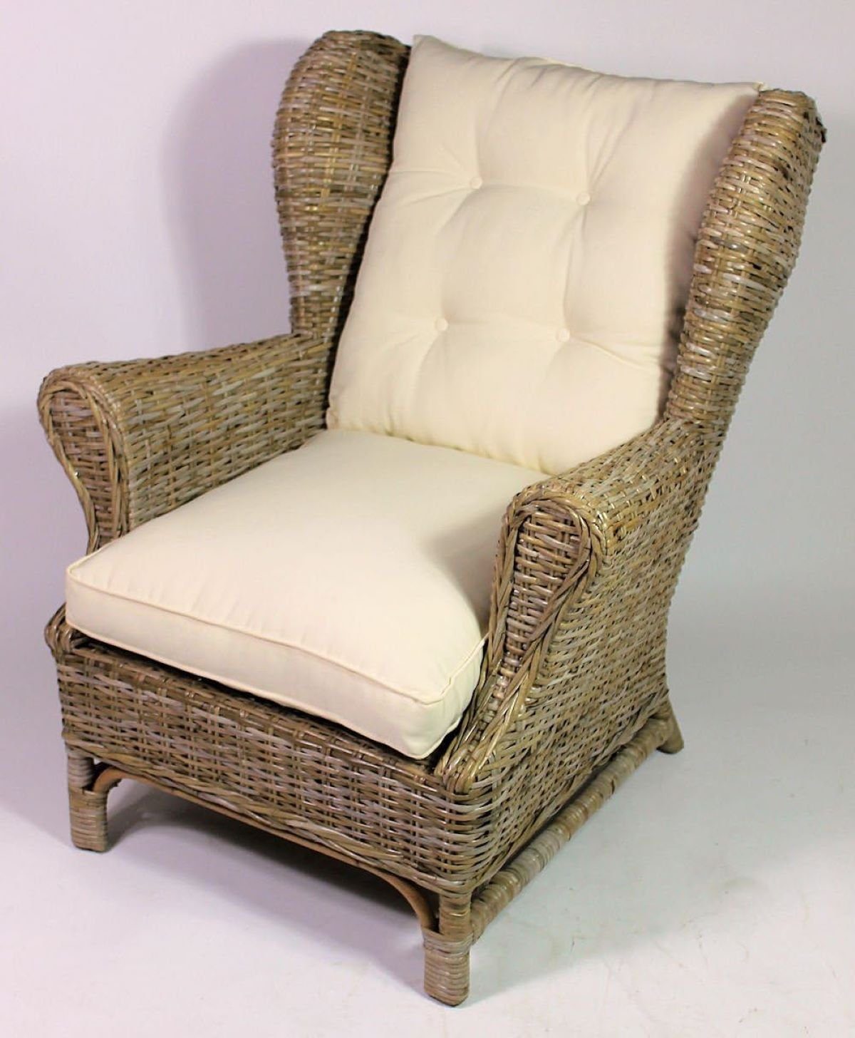 Rattani Rattanstuhl Rattansessel Rattan Ohrensessel King Chair grau