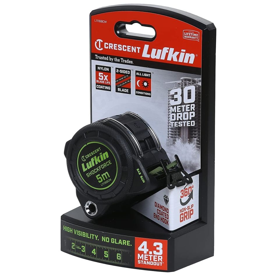 Lufkin L1116BCM Tape measure Shockforce Nighteye 30mmx5m cm inch