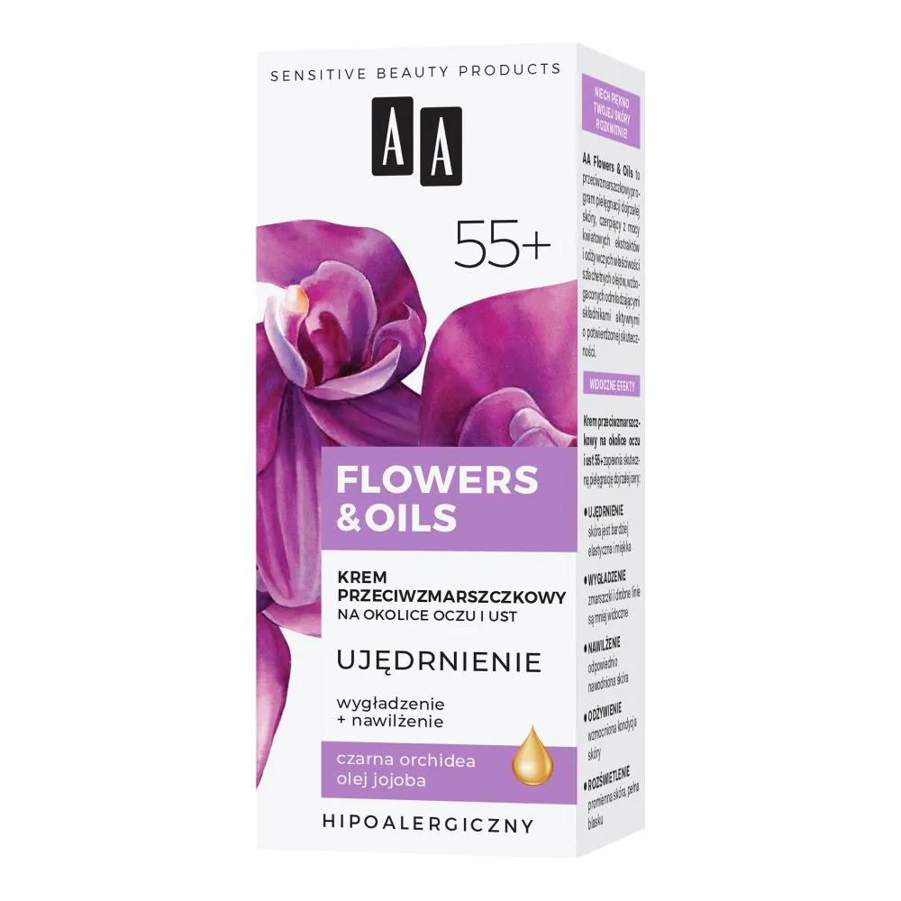 AA Flowers & Oils 55+ Συσφικτική Αντιρυτιδική Κρέμα για την Περιοχή των Ματιών και του Στόματος