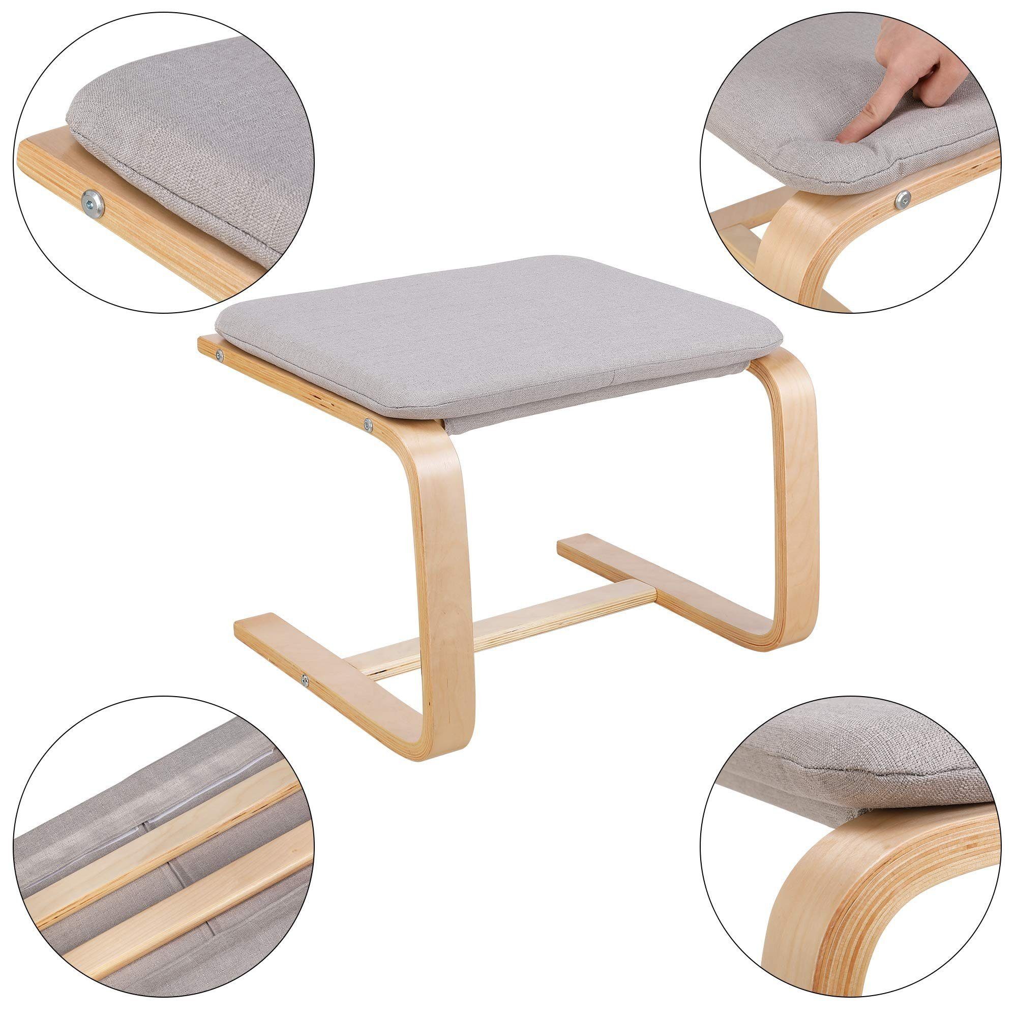 Daskoo Relaxsessel Relaxstuhl mit Fußhocker und Armlehne,66.5x69x96.5 cm (Relaxsessel mit hocker), Sessel Armlehnensessel aus Birkenholz