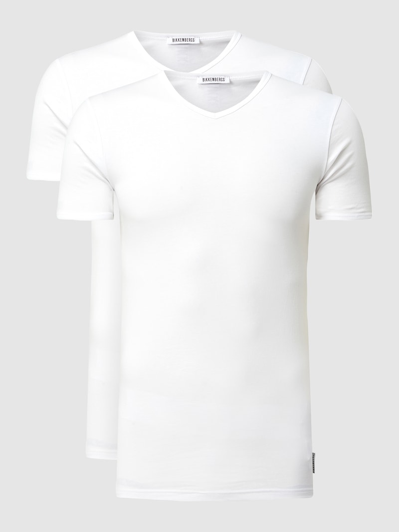 T-Shirt mit Stretch-Anteil im 2er-Pack in weiß