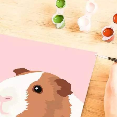 CreArt Niedliches Meerschweinchen - Malen nach Zahlen für Kinder ab 7 Jahren