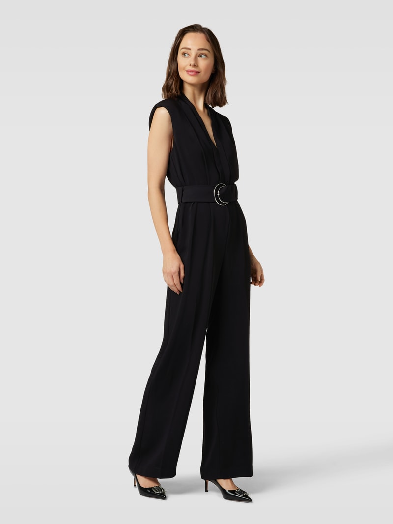 Jumpsuit mit Bindegürtel Modell 'ATENA' in schwarz