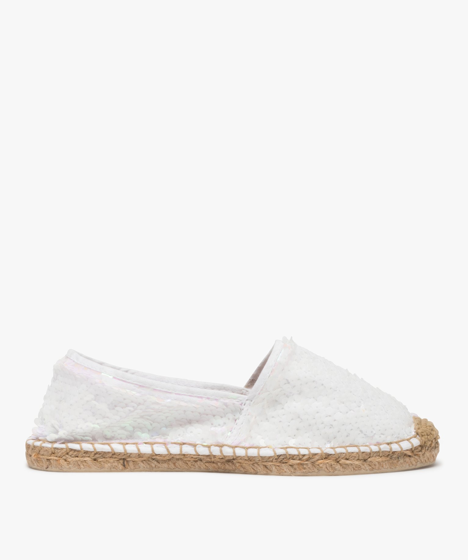 Espadrilles femme à sequins irisés réversibles blanc | GEMO