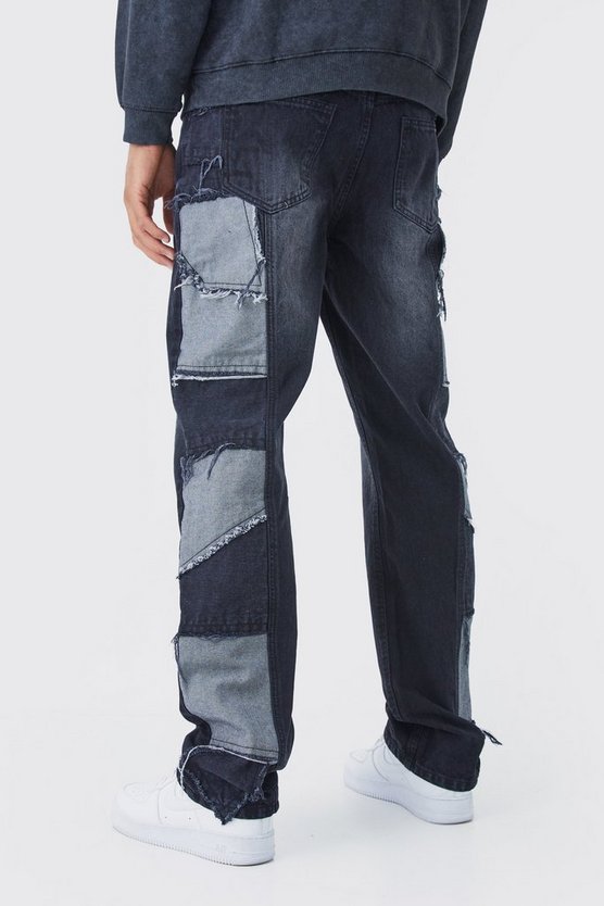 Tall lockere Patchwork Jeans mit Seitenstreifen