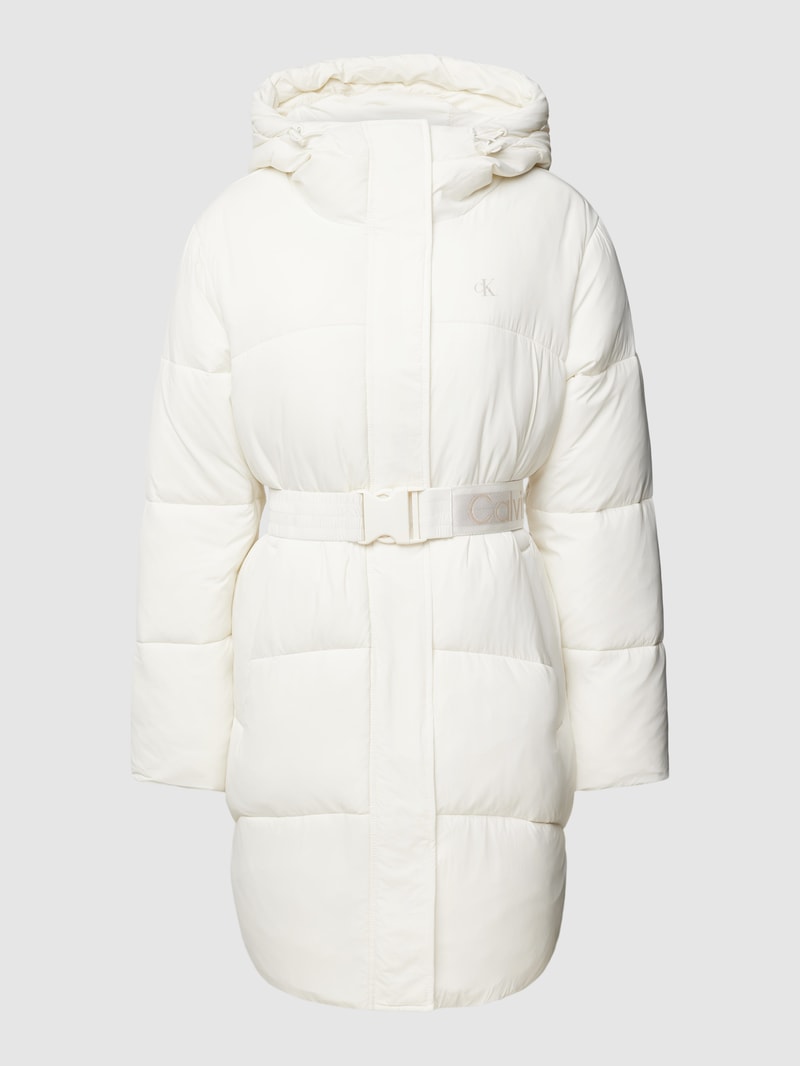 Steppmantel mit Label-Print in offwhite