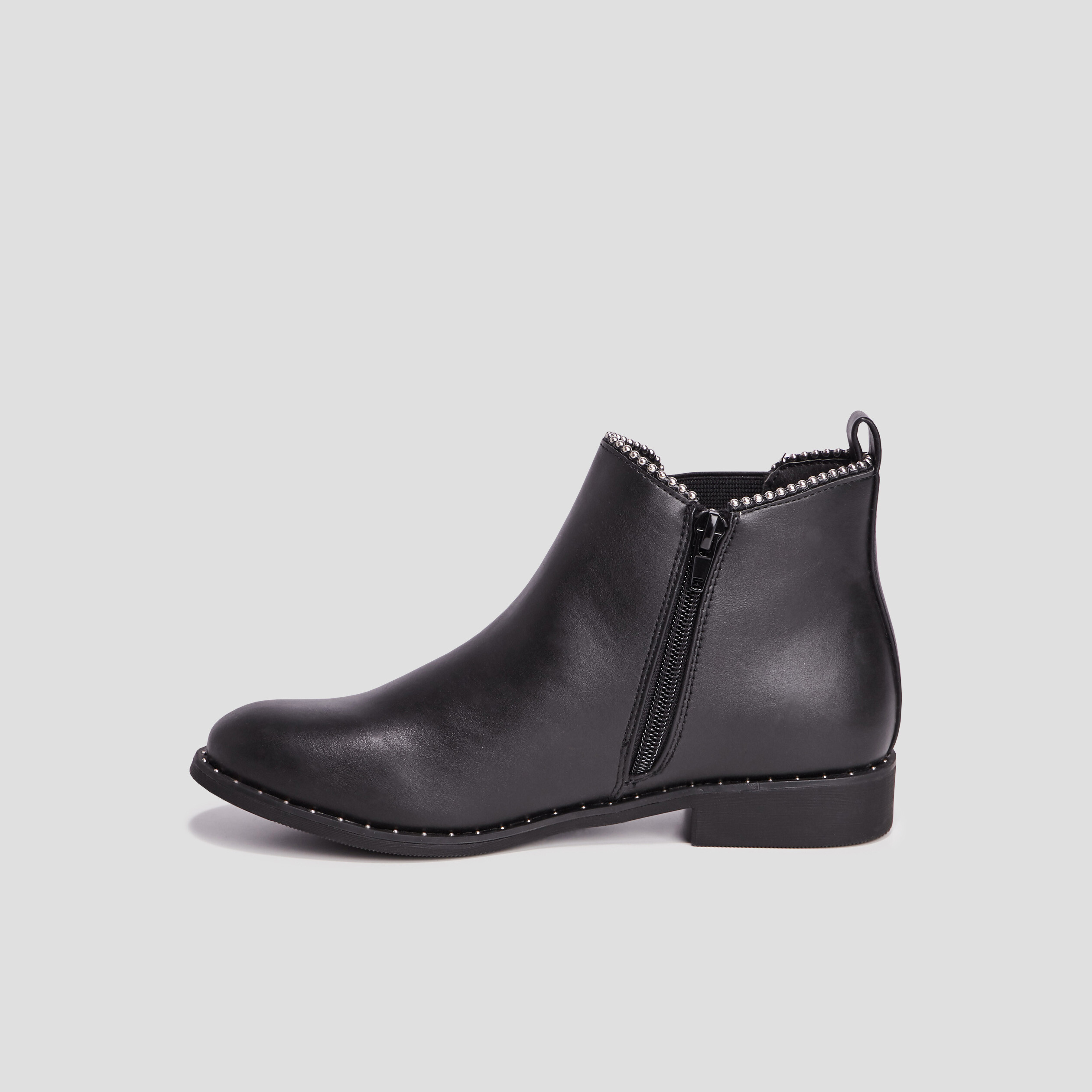 Bottines chelsea zippées à clous noir fille | La Halle