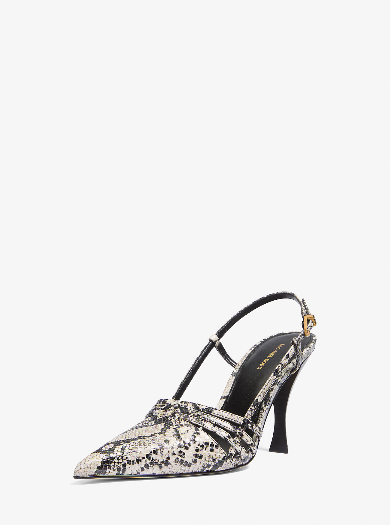 Haisley Slingback-pumps i skinn med slangetrykk – NATURLIG