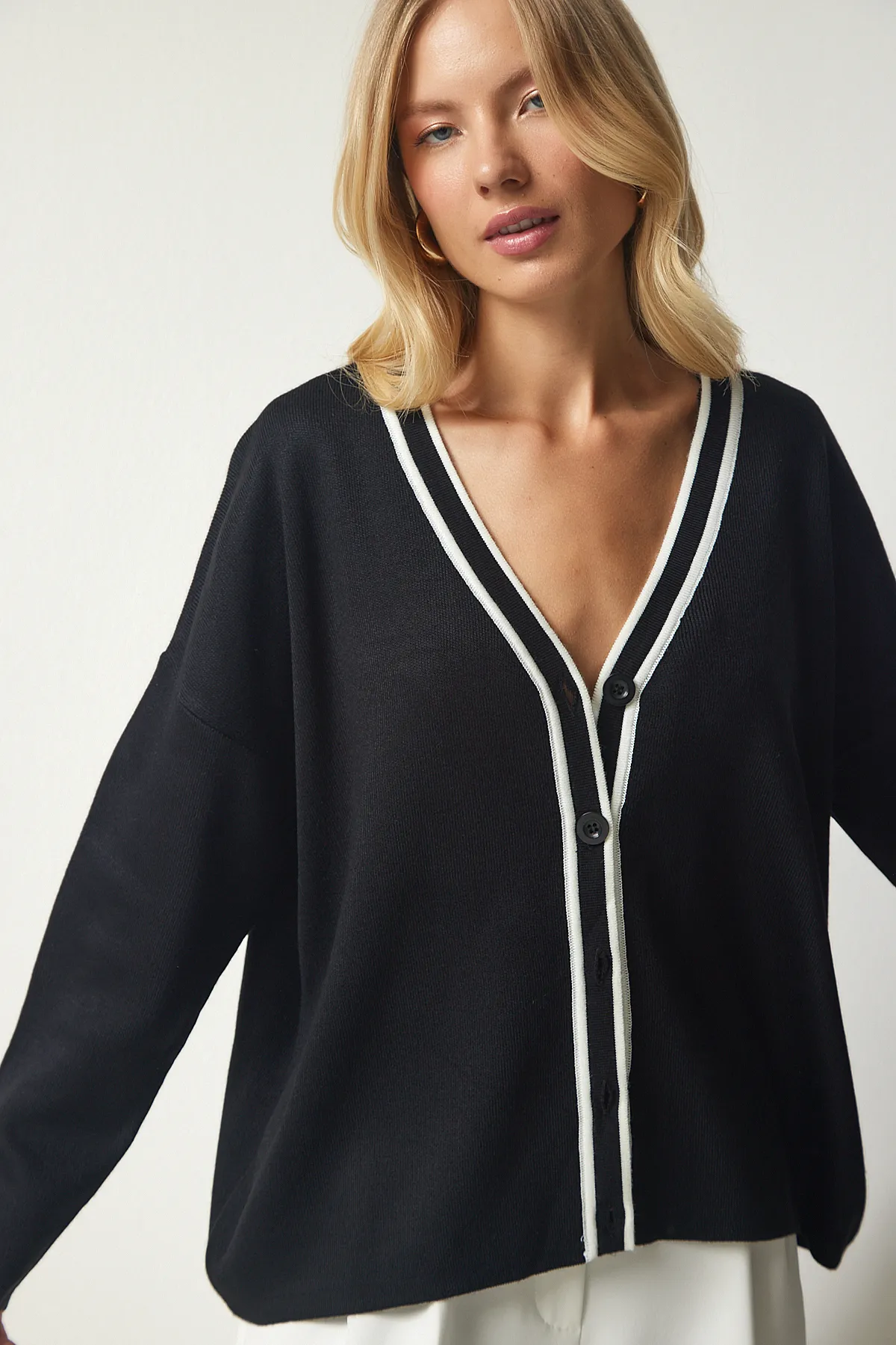 Happiness İstanbul  Strickjacke - Schwarz - Regular Fit