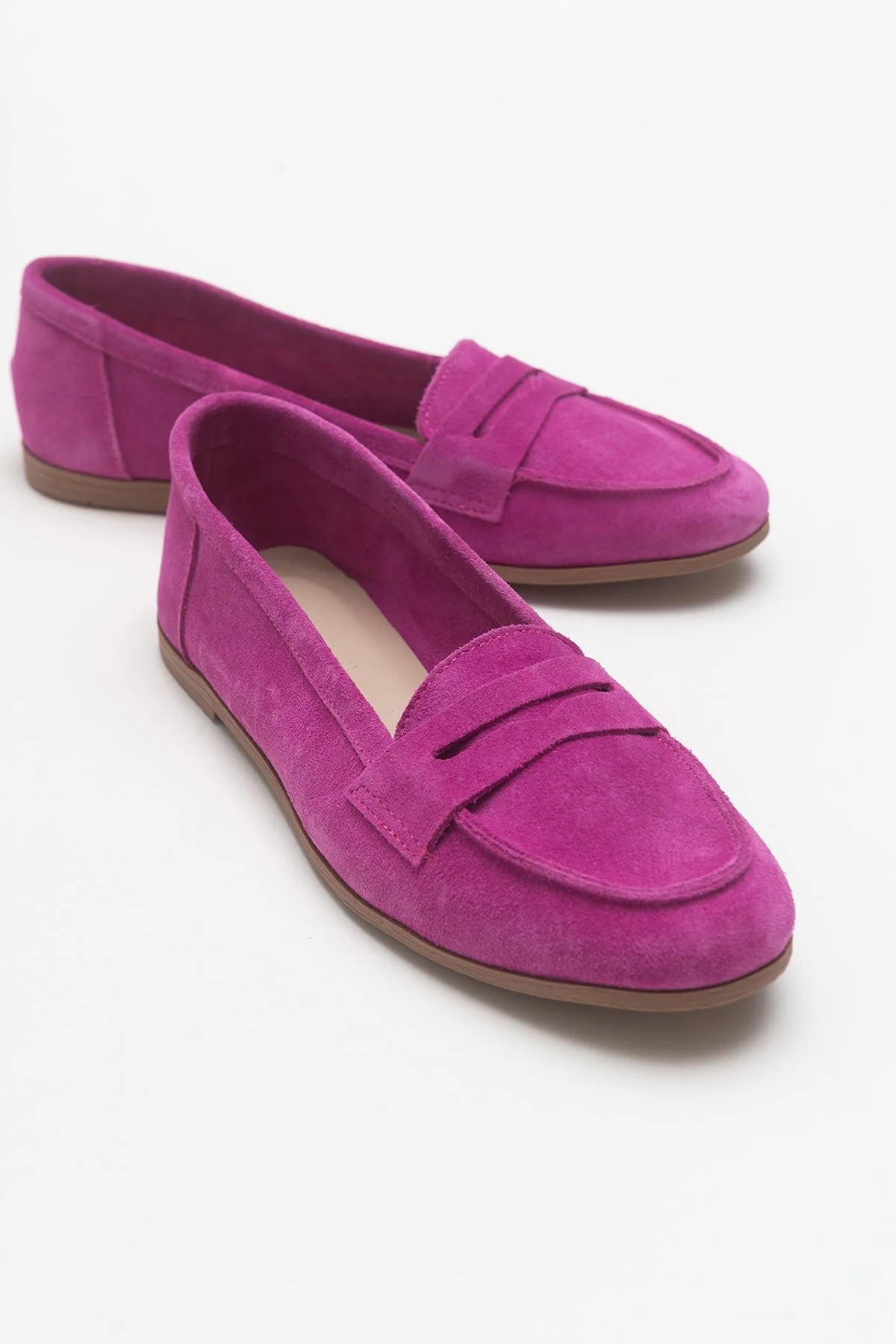 LuviShoes  Ballerinas aus fuchsiafarbenem Wildleder für Damen