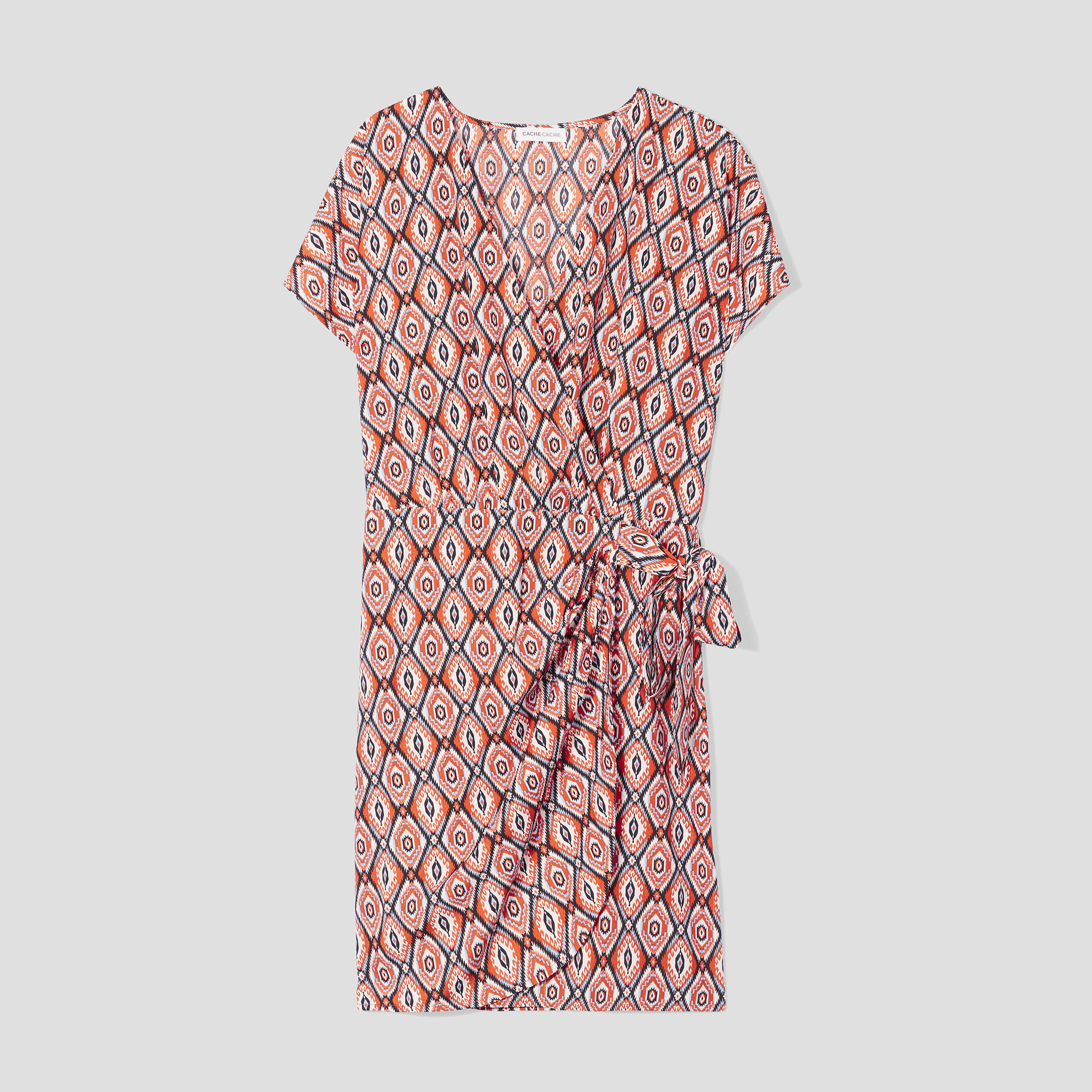 Robe portefeuille avec noeud beige femme | Cache Cache