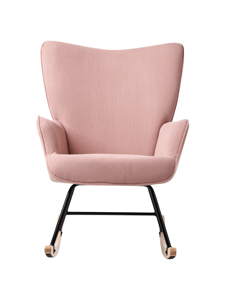 Beliani Schaukelsessel ARSET in Rosa/Schwarz/Heller Holzfarbton günstig kaufen onesize