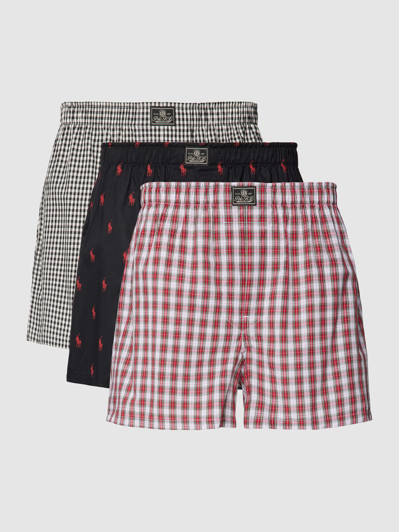 Boxershorts mit Allover-Muster im 3er-Pack in schwarz