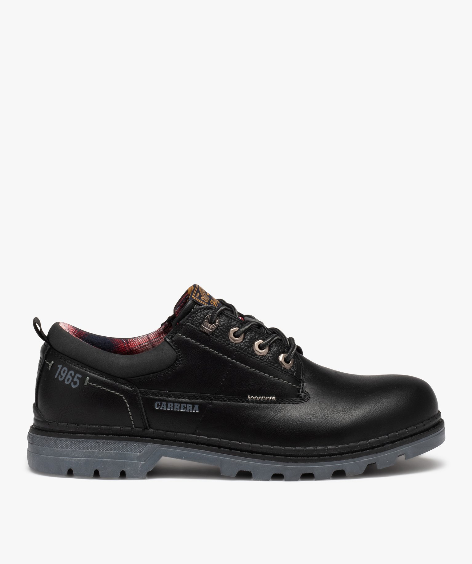 Derbies homme unis à semelle crantée et col rembourré noir | GEMO